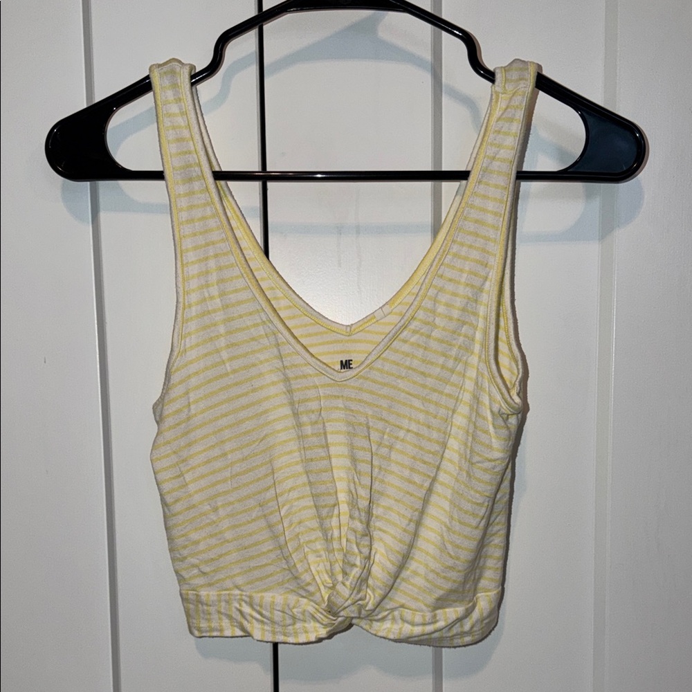 ME Makeover Essentials Yellow and White Striped Crop Top